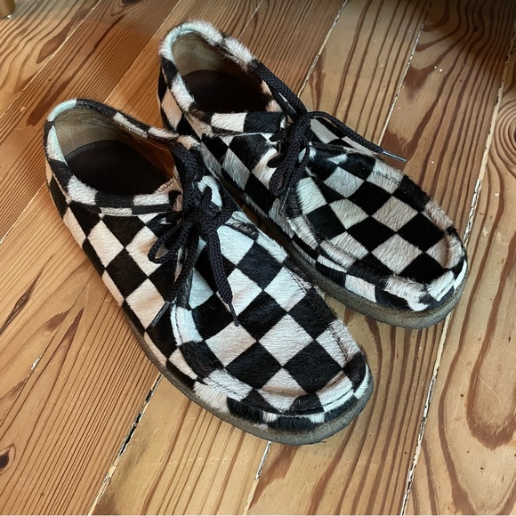 Padmore & Barnes P204M CHECKER PONY calf hair Clarks boots black white gum sole - Picture 6 of 13